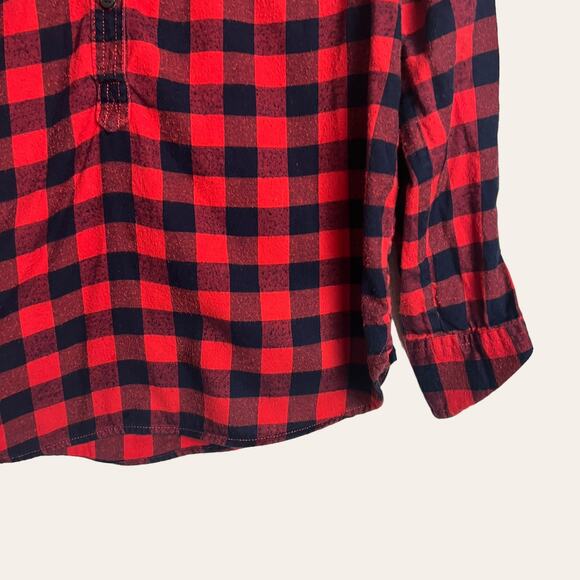 J.Crew Red Black Plaid Flannel Perfect Fit Popover Shirt Size Small Petite - Picture 3 of 7